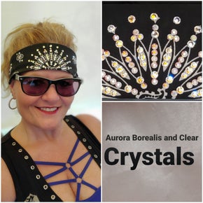Narrow Black Paisley with Aurora Borealis and Diamond Clear Austrian Crystals (Sku2076)