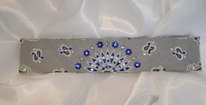 Narrow Silver Paisley with Dark Blue and Diamond Clear Swarovski Crystals (Sku2112)