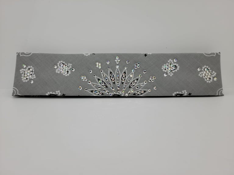 Narrow Silver Paisley with Diamond Clear Austrian Crystals (Sku2115)