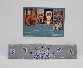 Narrow Silver Paisley with Blue and Diamond Clear Austrian Crystals (Sku2116)