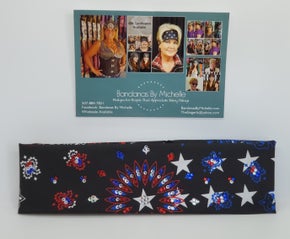 Black Stars and Stripes Paisley with Red, Blue and Diamond Clear Swarovski Crystals (Sku2440)