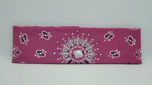 Magenta Paisley Bandana with Aurora Borealis Austrian Crystals (Sku2516)