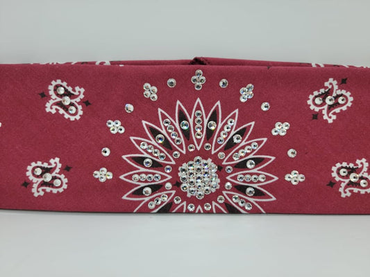 Dark Maroon Paisley with Diamond Clear Austrian Crystals (Sku2524)