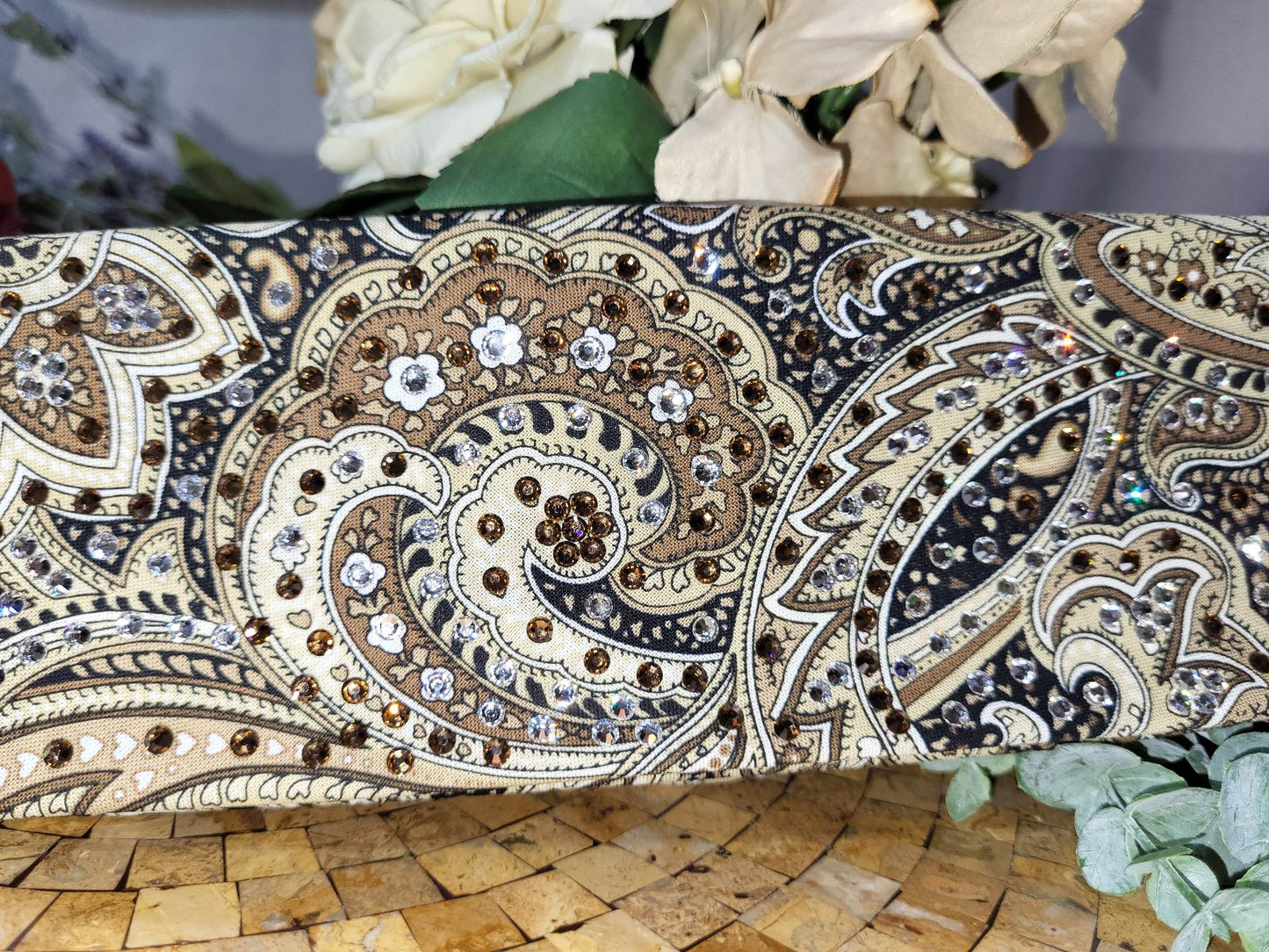 LeeAnnette Brown Paisley with Brown, Black and Diamond Clear Austrian Crystals (Sku4005)