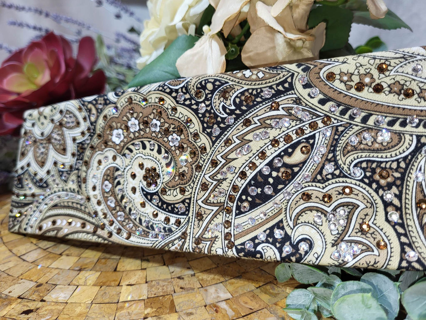 LeeAnnette Brown Paisley with Brown, Black and Diamond Clear Austrian Crystals (Sku4005)