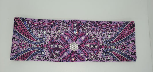 LeeAnnette Lavender Indian Bandana with Fuchsia, Lavender and Diamond Clear Austrian Crystals (Sku4010)