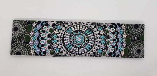 LeeAnnette Mint Green Kaleidoscope Bandana with Turquoise and Diamond Clear Austrian Crystals (Sku4037)