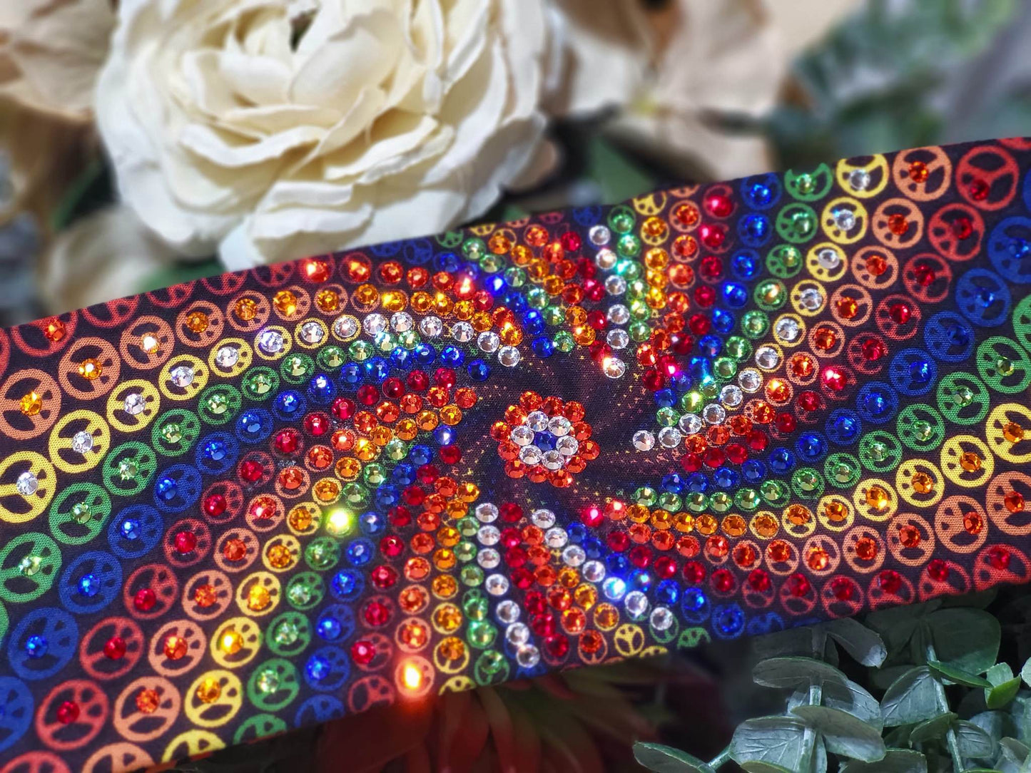 LeeAnnette 3D Peace Sign with Multiple Colors of Austrian Crystals (sku4253)