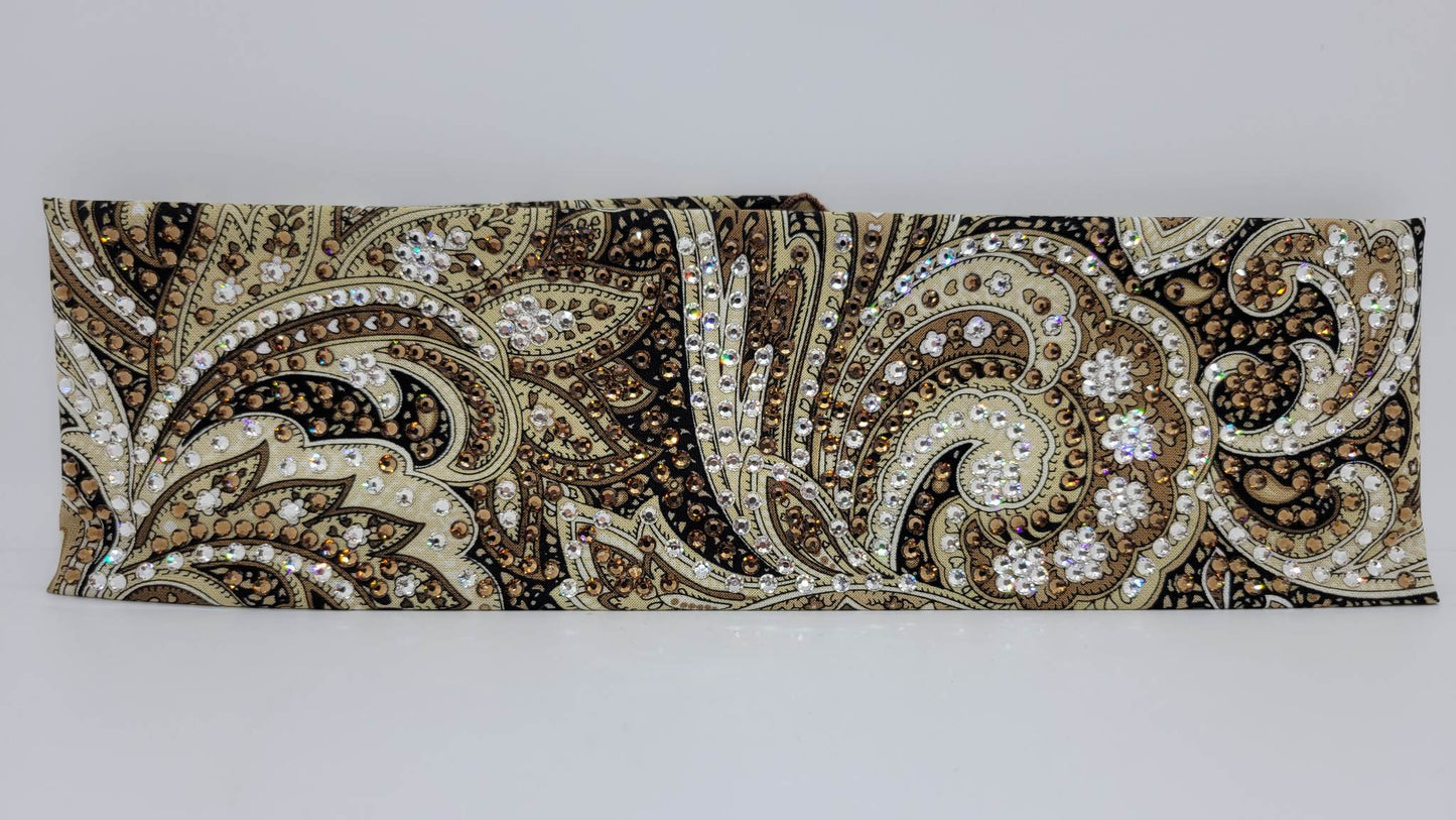 Super LeeAnnette Brown Paisley with Brown and Diamond Clear Austrian Crystals (sku4279)