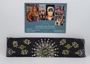 LeeAnnette Black Paisley with Yellow, Green and Diamond Clear Austrian Crystals (Sku4364)
