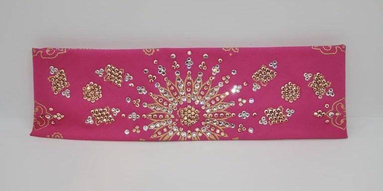 LeeAnnette Gold Paisley on Pink with Rose Gold and Diamond Clear Crystals (Sku4372)