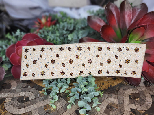 LeeAnnette Tan Flowers with Brown and Diamond Clear Austrian Crystals (Sku4430)