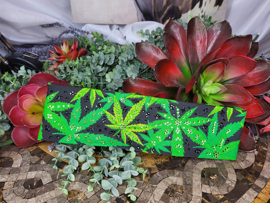 LeeAnnette Green Hemp Leaves with Light Green and Dark Green Austrian Crystals (Sku4436)