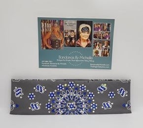 LeeAnnette Charcoal Paisley with Blue and Diamond Clear Austrian Crystals (Sku4510)