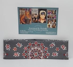 LeeAnnette Charcoal Paisley with Red and Diamond Clear Swarovski Crystals (Sku4511)