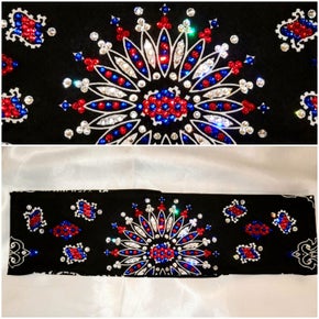 LeeAnnette Black Paisley with Red, Blue and Diamond Clear Austrian Crystals (Sku45222)
