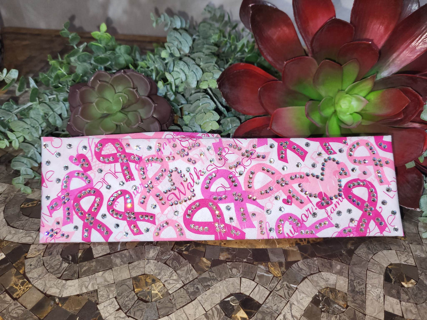 LeeAnnette Pink Breast Cancer Ribbons with Aurora Borealis and Diamond Clear Austrian Crystals (sku4547)