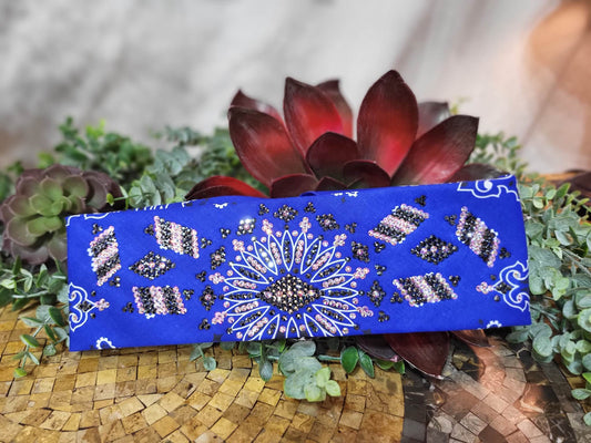 Super LeeAnnette Royal Blue Paisley with Black and Aurora Borealis Austrian Crystals (sku4548)