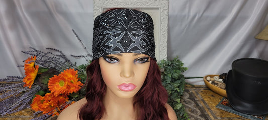 LeeAnnette Tribal Bandana with Black Austrian Crystals (sku4551)