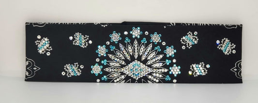 LeeAnnette Black Paisley with Turquoise and Diamond Clear Swarovski Crystals (Sku4560)