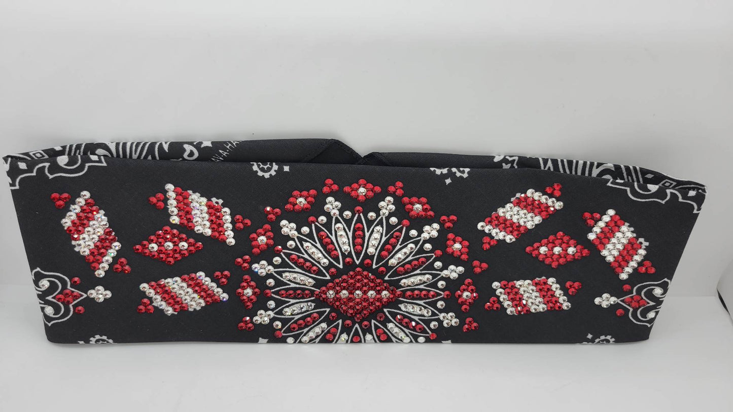 Super LeeAnnette Black Paisley with Red and Diamond Clear Austrian Crystals (Sku4575)