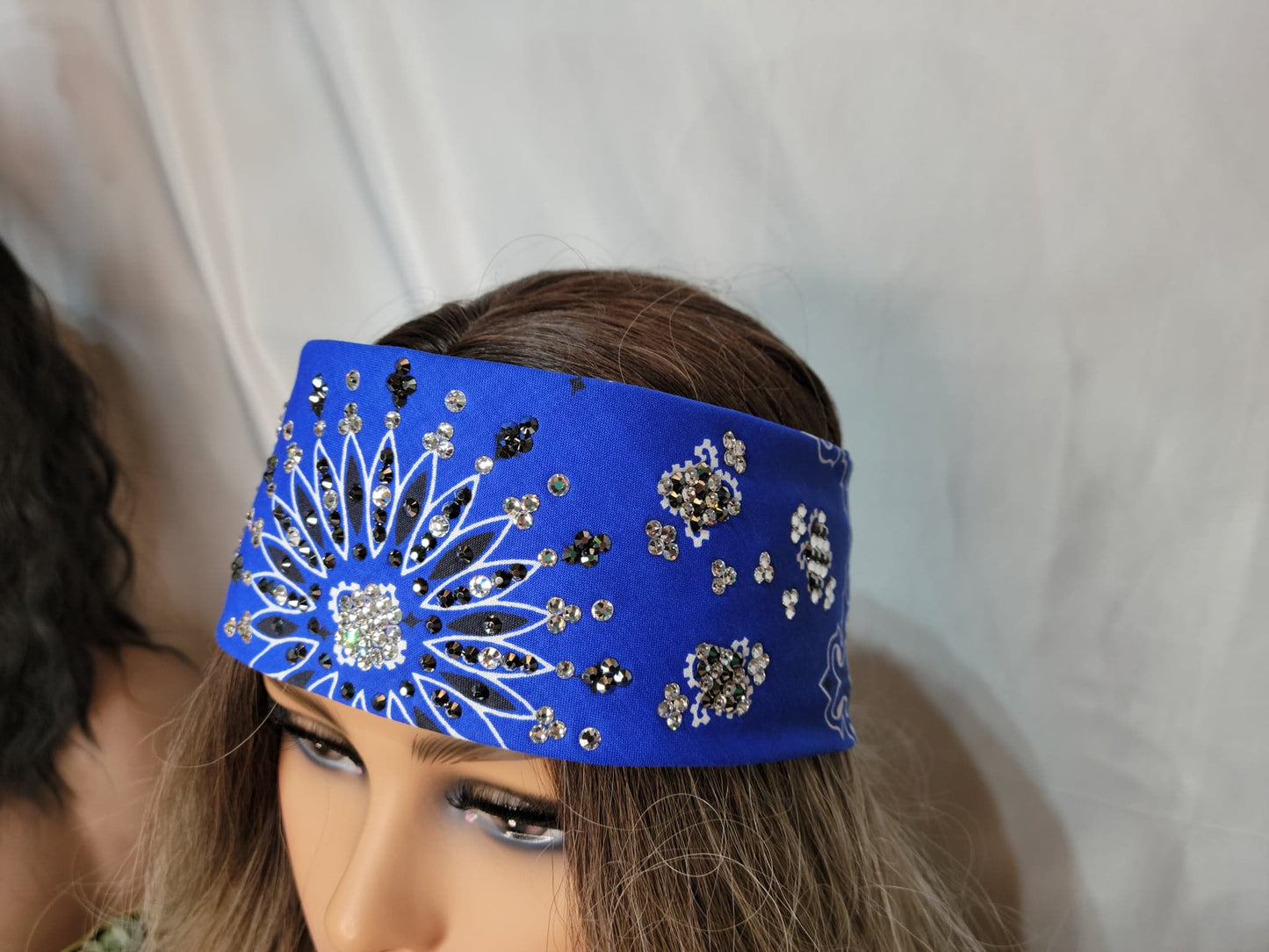 LeeAnnette Royal Blue Paisley with Black and Diamond Clear Swarovski Crystals (Sku4652)