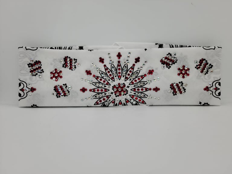LeeAnnette White Paisley with Red and Diamond Clear Crystals (4953)