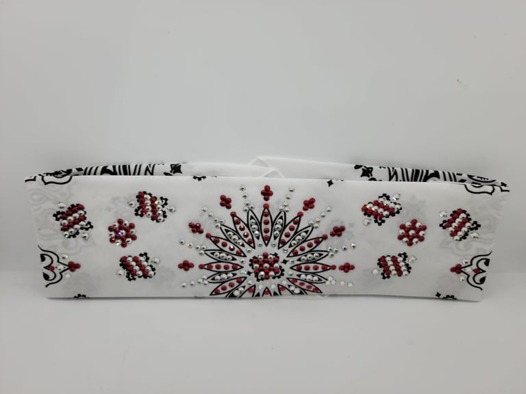 LeeAnnette White Paisley with Red and Diamond Clear Crystals (4953)