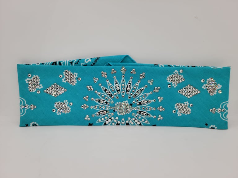 LeeAnnette Bright Teal Paisley with Diamond Clear Crystals (4959)