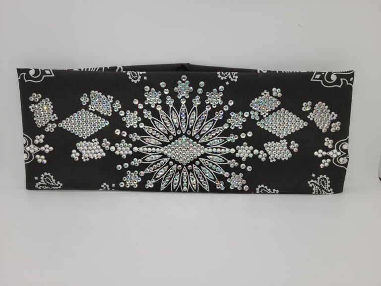 Super LeeAnnette Black Paisley with Diamond Clear Crystals (4966)