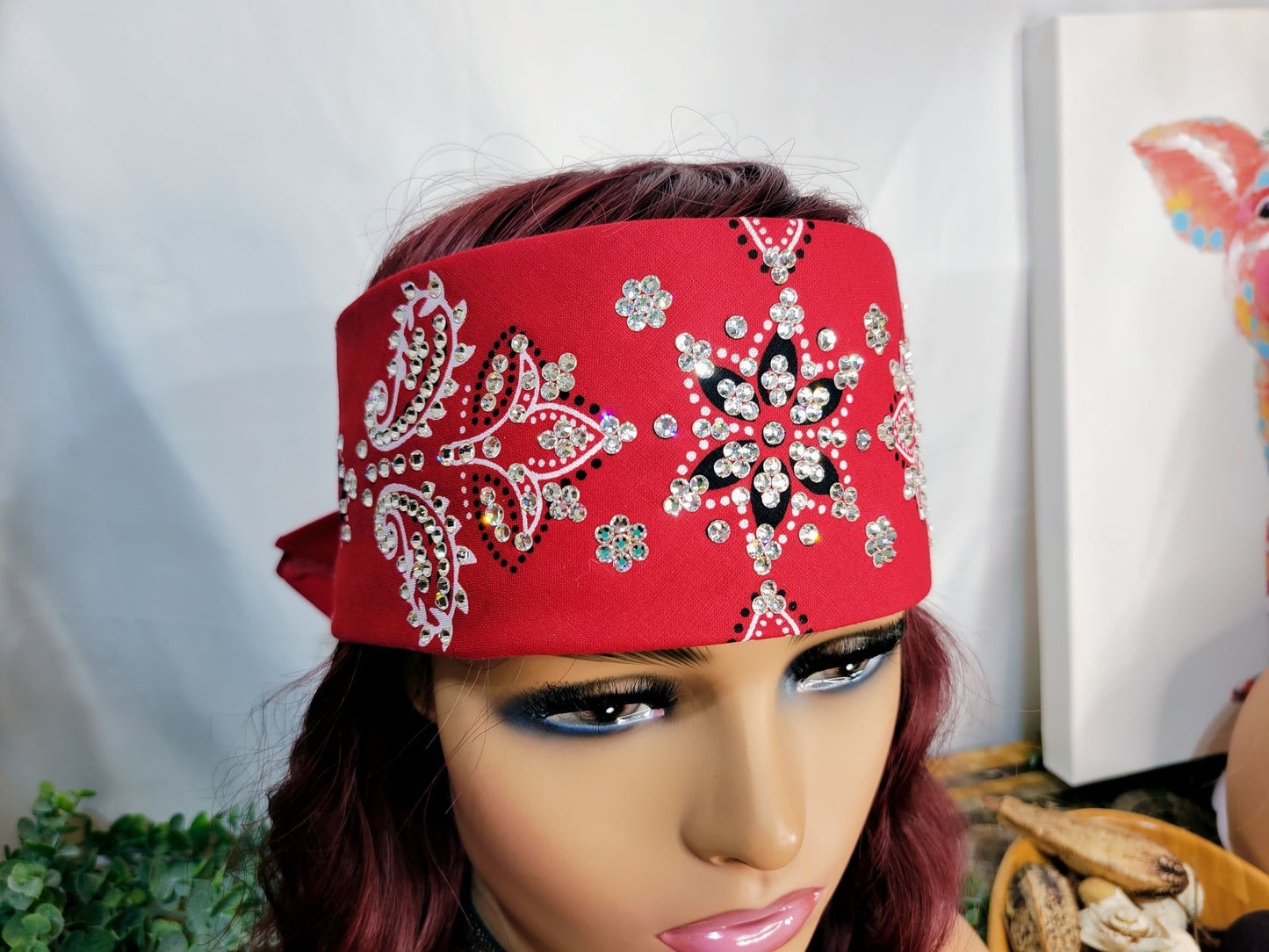 LeeAnnette Red Flower Paisley with Diamond Clear Austrian Crystals (sku4983)