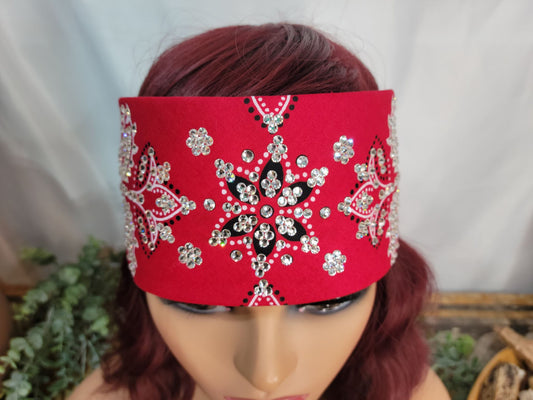 LeeAnnette Red Flower Paisley with Diamond Clear Austrian Crystals (sku4983)