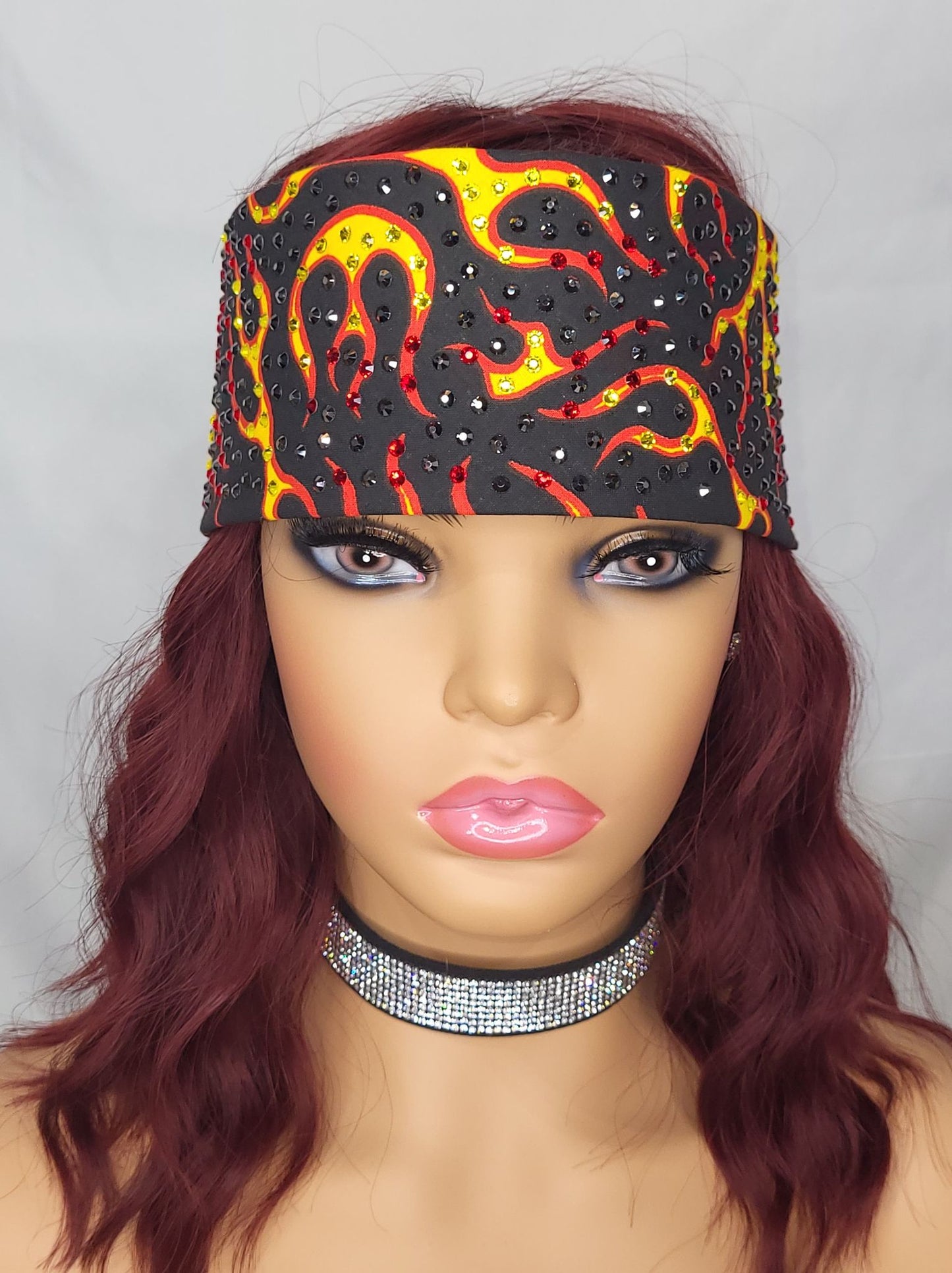 LeeAnnette Flames with Black, Red and Yellow Austrian Crystals (4991)