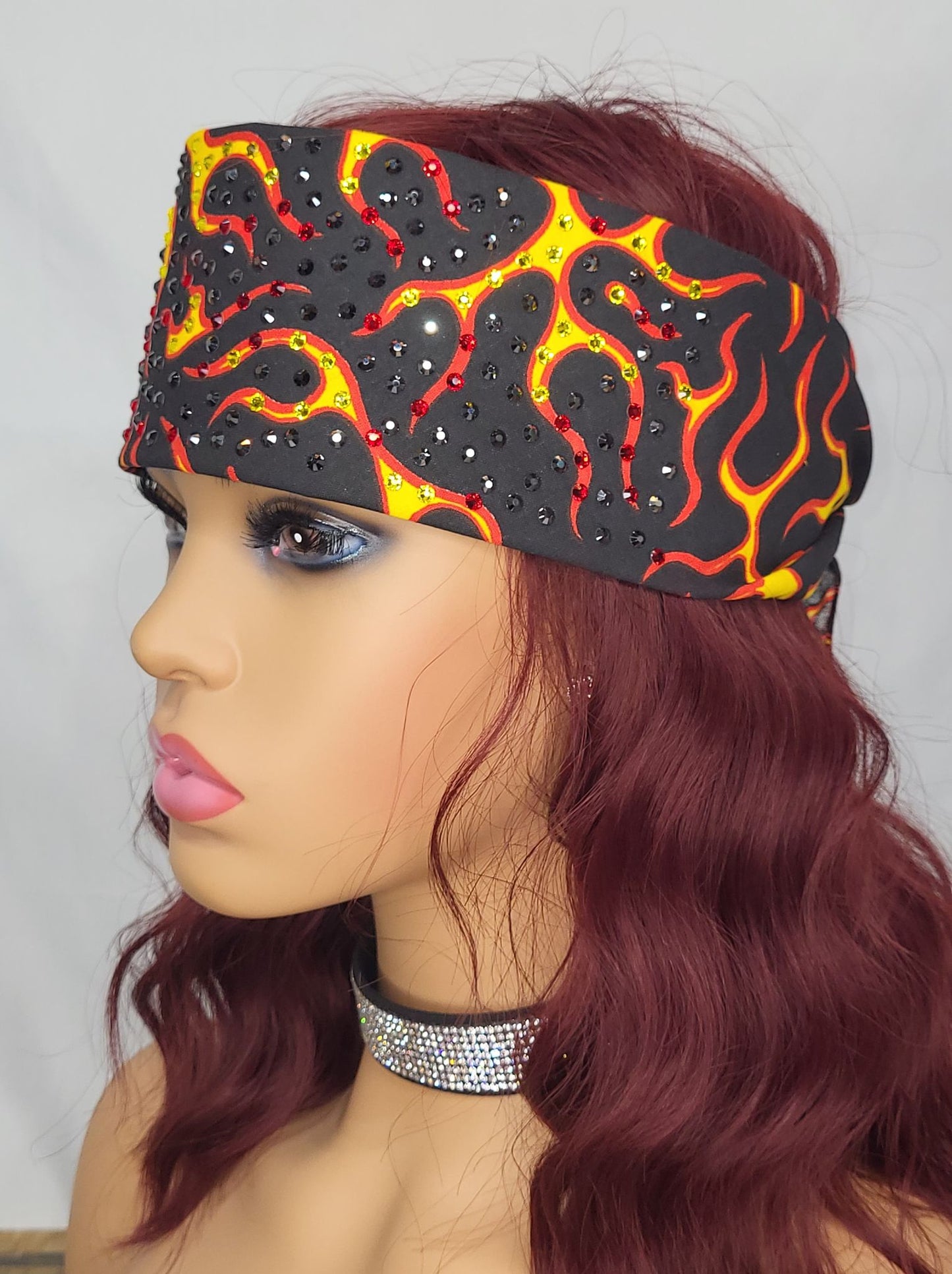 LeeAnnette Flames with Black, Red and Yellow Austrian Crystals (4991)