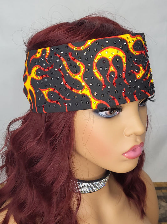 LeeAnnette Flames with Black, Red and Yellow Austrian Crystals (4991)