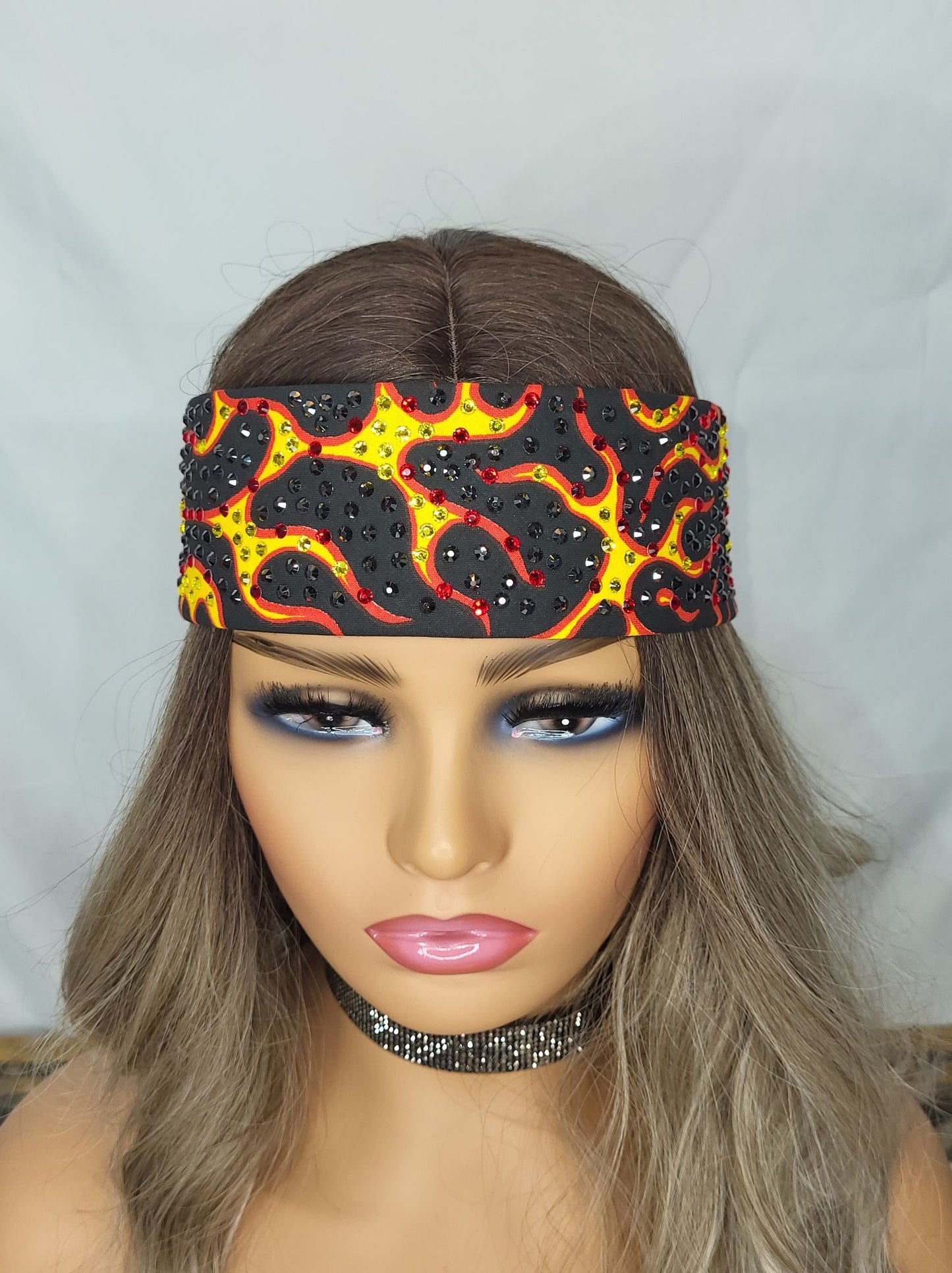 LeeAnnette Narrow Flames with Black, Red and Yellow Austrian Crystals (4992)