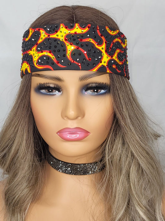 LeeAnnette Narrow Flames with Black, Red and Yellow Austrian Crystals (4992)