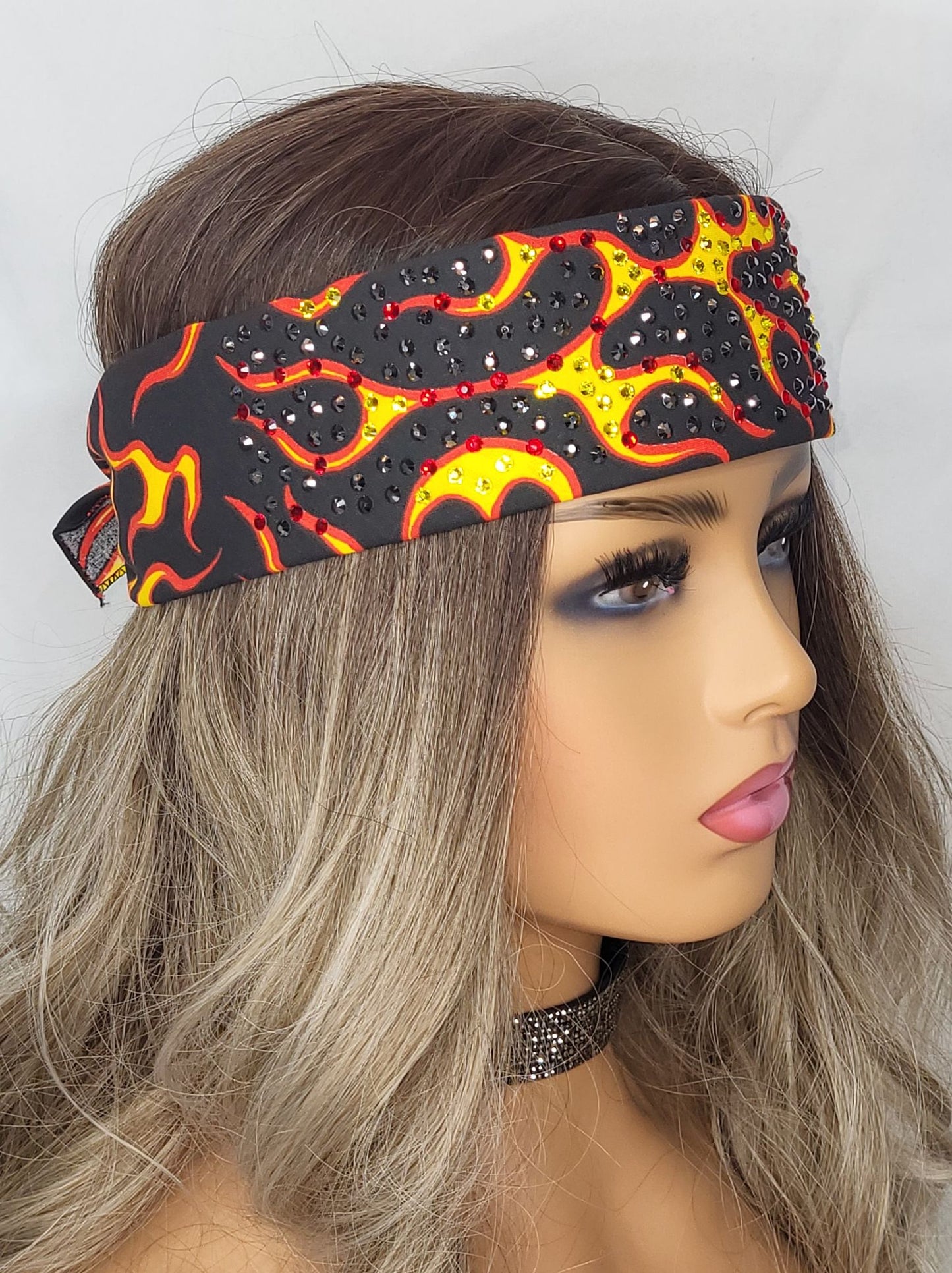 LeeAnnette Narrow Flames with Black, Red and Yellow Austrian Crystals (4992)