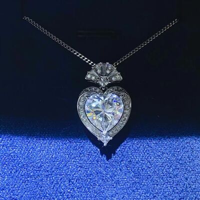3 Carat Moissanite 925 Sterling Silver Heart Pendant Necklace