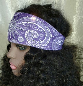 Stretchy Purple Sun Spiral Headband with Clear Crystals (Sku5022)