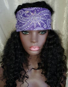 Stretchy Purple Sun Spiral Headband with Clear Crystals (Sku5022)