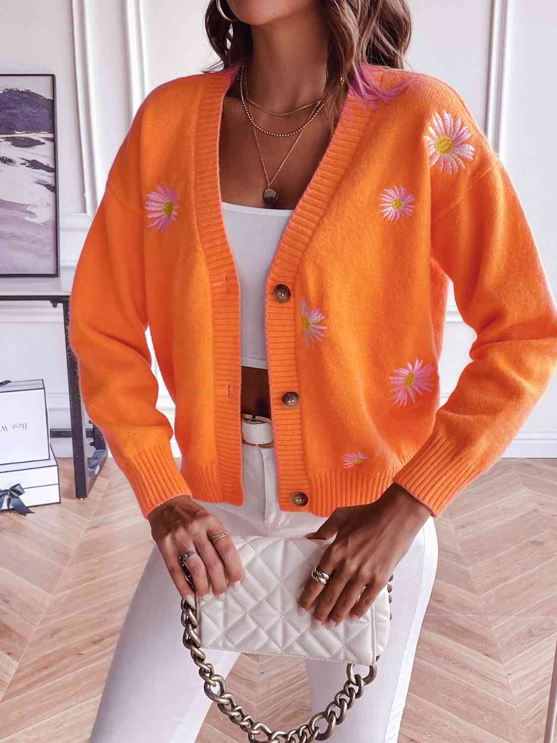 PLUS & Regular Floral Button Up Cardigan