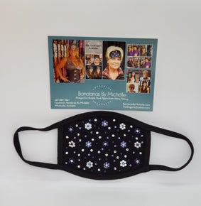 Black Face Mask Extra Bling with Dark Purple, Light Purple and Diamond Clear Swarovski Crystals.Flowers and extra bling *Final Sale* (Sku5904)