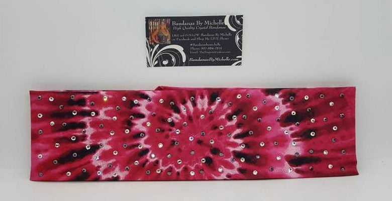 Pink and Black Tie Dye with Black and Diamond Clear Austrian Crystals (Sku6014)