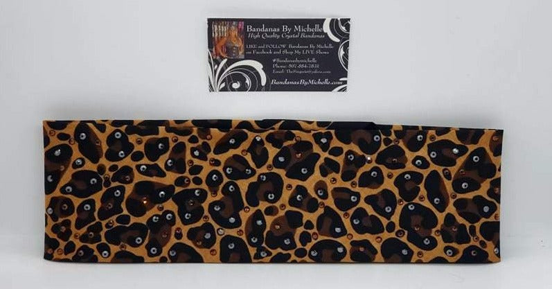 Leopard Print with Brown and Black Austrian Crystals (Sku6020)