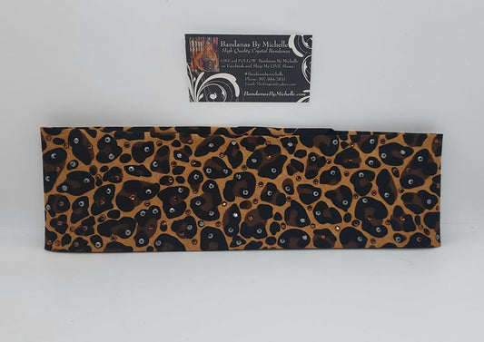 Leopard Print with Brown and Black Austrian Crystals (Sku6020)