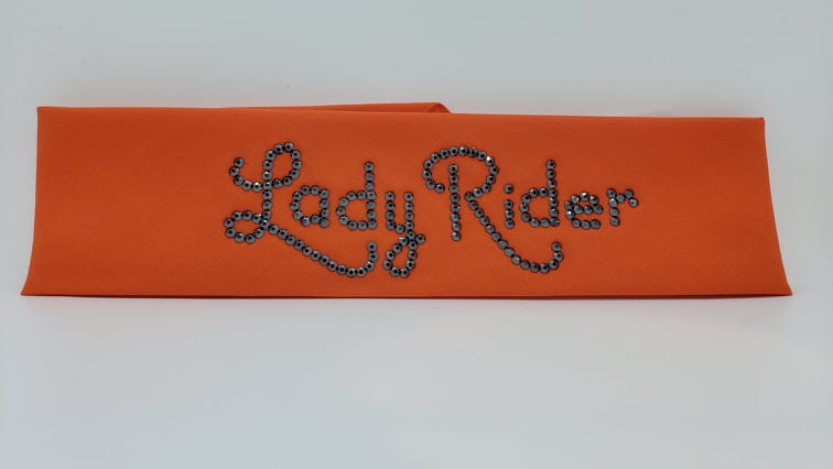 Lady Rider Orange Bandana with Black Austrian Crystals (Sku6026)