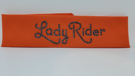 Lady Rider Orange Bandana with Black Austrian Crystals (Sku6026)