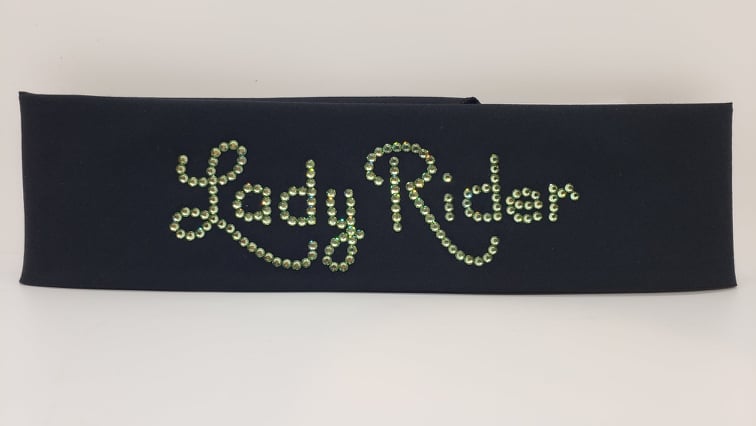 Lady Rider Black Bandana with Light Green Austrian Crystals (Sku6027)