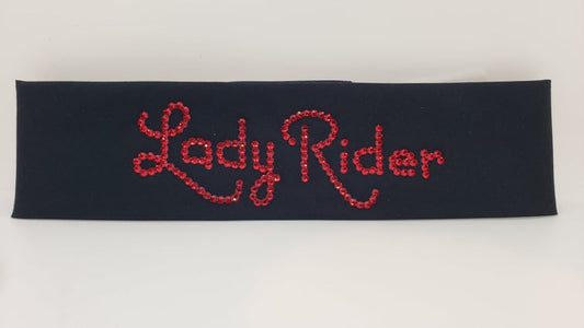 Lady Rider Black Bandana with Red Austrian Crystals (Sku6029)